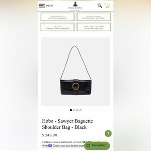 $248 NWOT NEW Hobo - Sawyer Baguette Shoulder Bag - Black